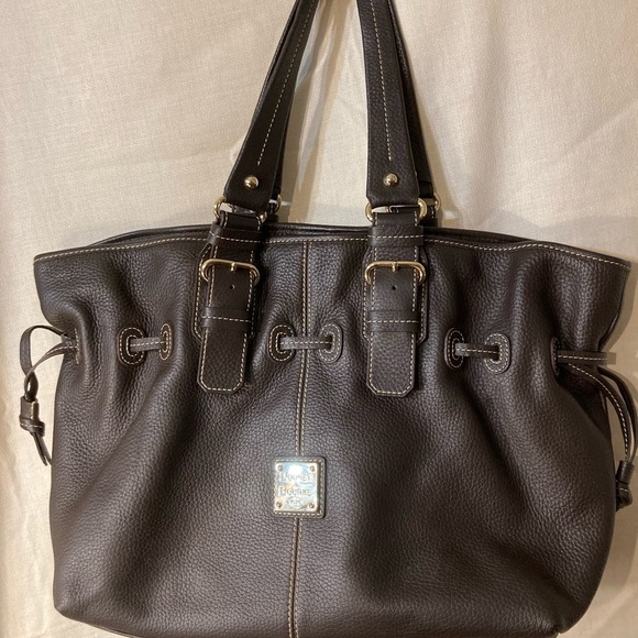 Dooney and Bourke Leather J1854867 FLORENTINE  Black Drawstring SHOULDERbag VNTG - Picture 2 of 13